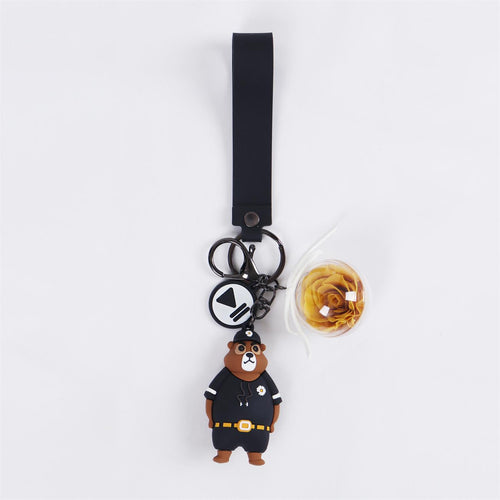 Women's Keychain Preserved Flower Eternal Rose Little Bear Key Chain lightue