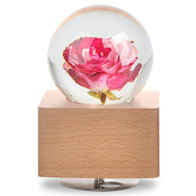 Load image into Gallery viewer, Red Rose Crystal Ball Music Box with LED Mood Light
