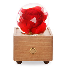 Load image into Gallery viewer, preserved rose Red Rose Crystal Ball Bluetooth Speaker with LED Mood Light lightue
