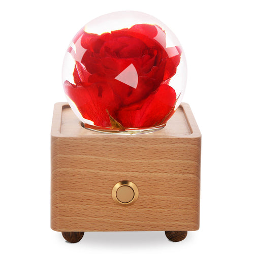 preserved rose Red Rose Crystal Ball Bluetooth Speaker with LED Mood Light lightue