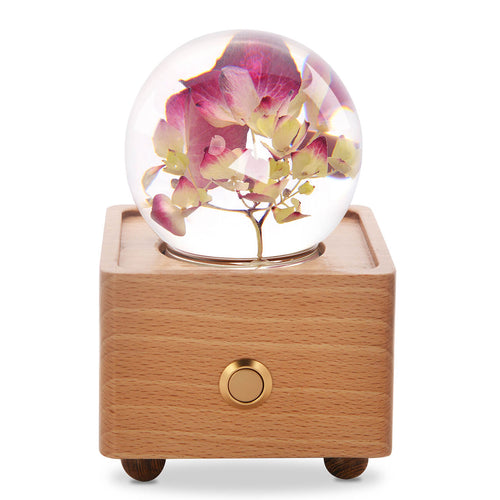 4 year anniversary gift Red Hydrangea Crystal Ball Bluetooth Speaker with LED Mood Light lightue