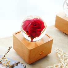 Load image into Gallery viewer, preserved rose Red Rose Crystal Ball Bluetooth Speaker with LED Mood Light lightue
